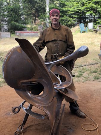 Studio Shot I - with "Buster" and sculpture artist, Nick Taylor, 2022